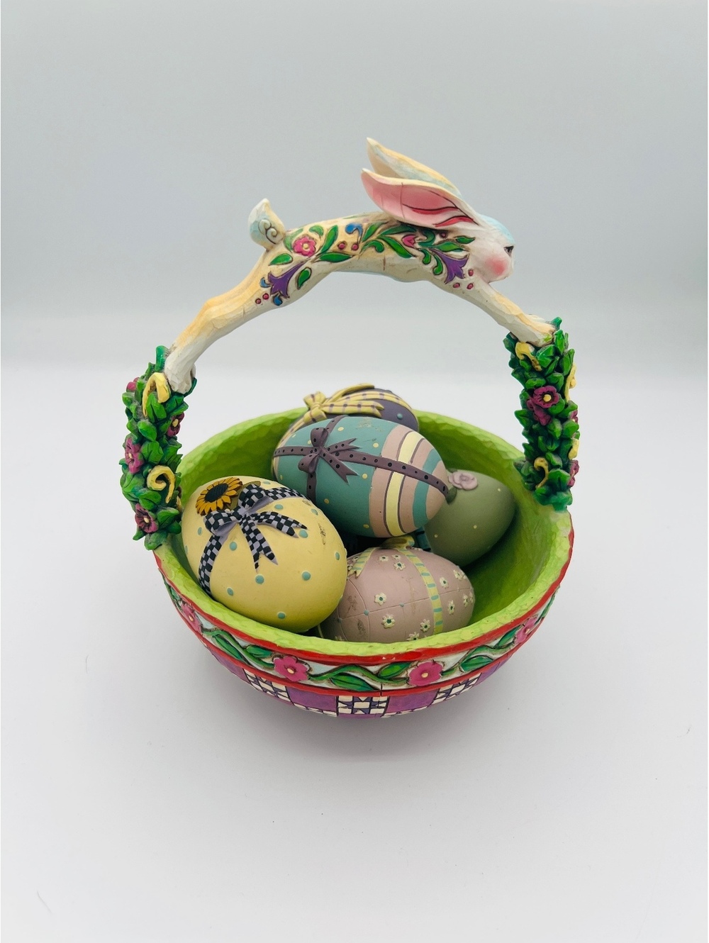 2005 Jim Shore Springtime Surprises Easter Basket with Decorative Eggs